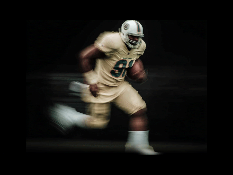 Football player in motion